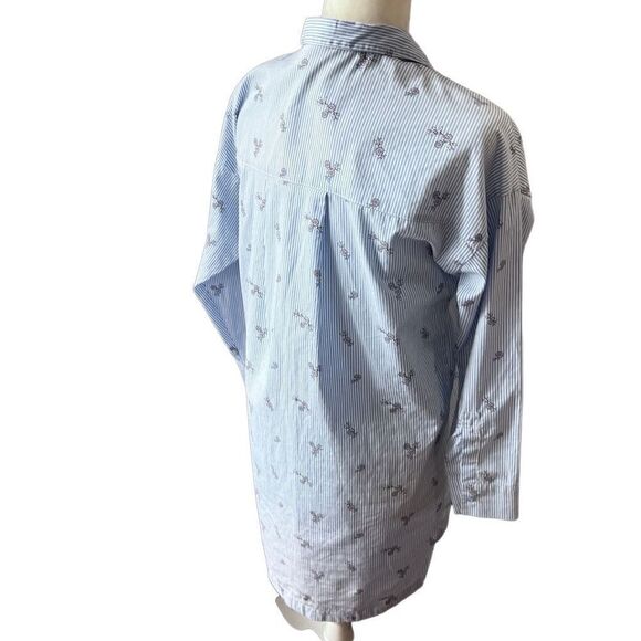 Divided H&M short tee shirt dress light blue floral stripes size 4 - Picture 8 of 16